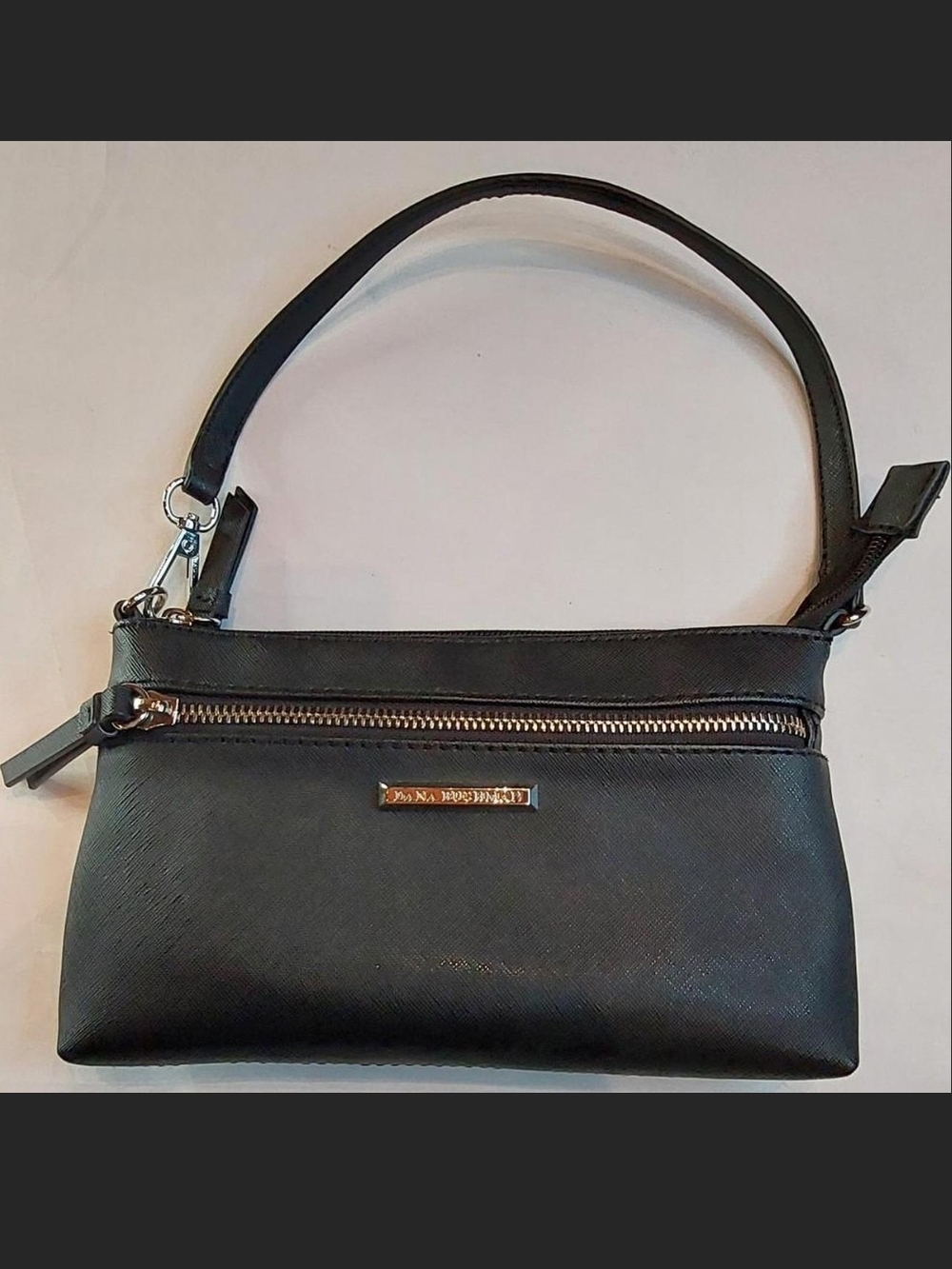 Dana Buchman Black Saffiano Convertible Wristlet Shoulder Bag - Like New